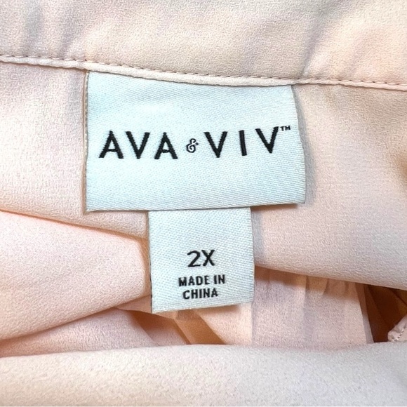 Ava & Viv Women’s Split Neck Blouse Pink Size 2X - Picture 5 of 6